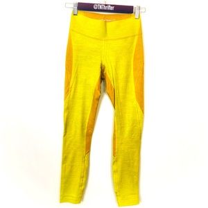 Outdoor Voices Women’s Techsweat Leggings XS Yoga Athletic Yellow Colorblock Gym